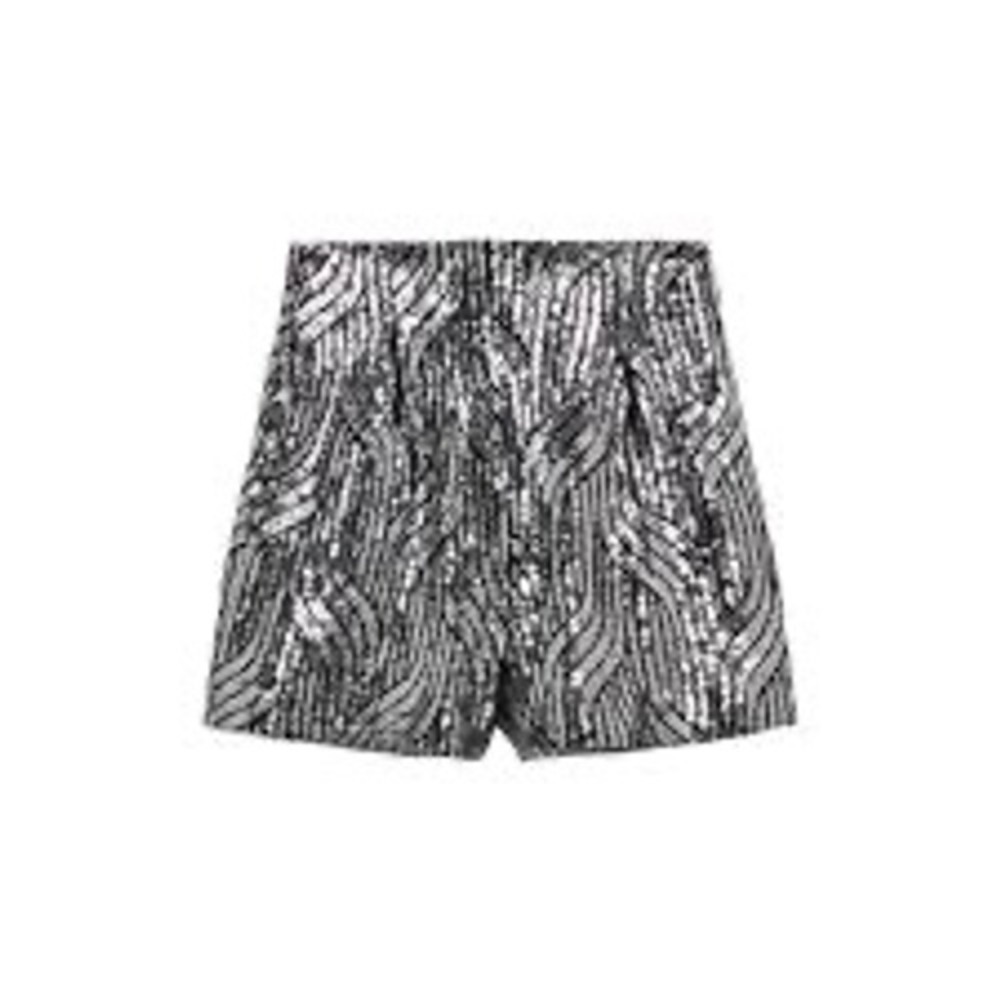 Zara black & silver sequin shorts women's size medium‎ festive days party sexy